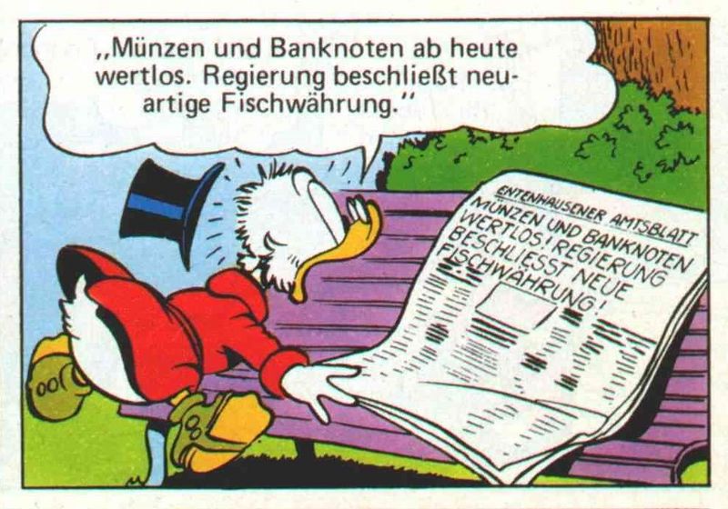 Datei:MÜNZEN UND BANKNOTEN WERTLOS! REGIERUNG BESCHLIESST NEUE FISCHWÄHRUNG! FC 456 TGDD 81 (1985) S33.jpg